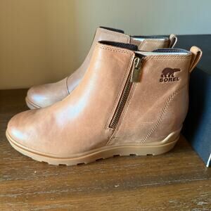 Sorel Women's Tan Leather Winter Ankle Boots